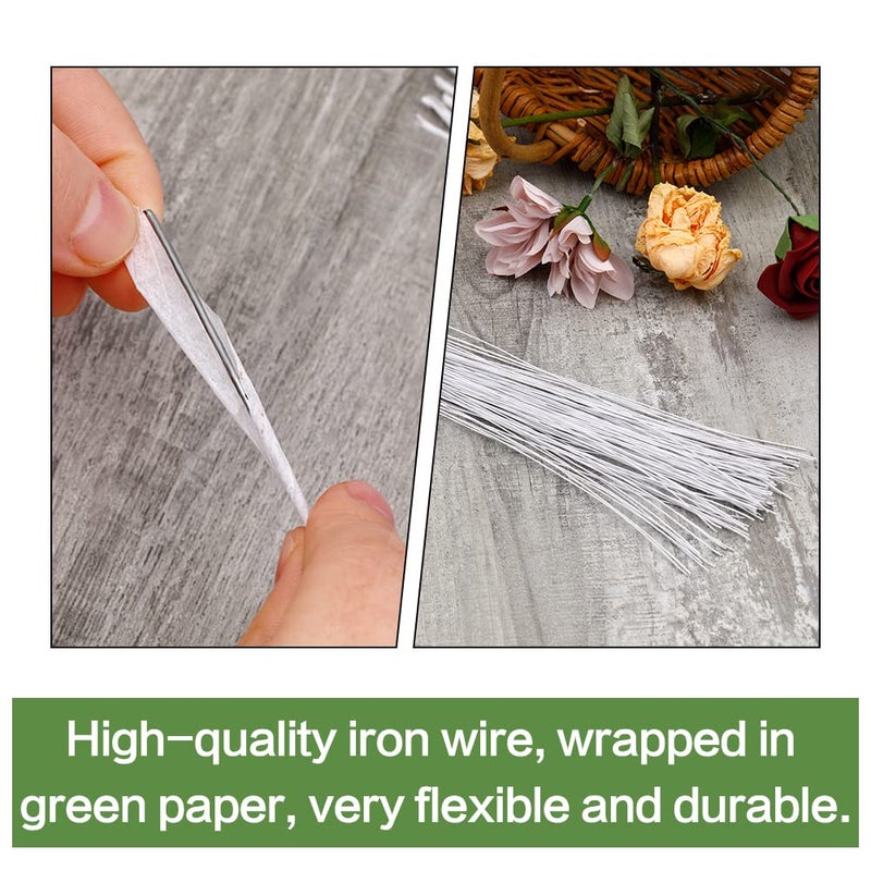 SOCNITC 100pcs Floral Wire White, 26 Gauge Flower Wire Sticks, Floral Supplies 14 inches for DIY Floral Arrangements Floral Arranging Craft Projects Corsages, Wedding Bouquet - Image 3